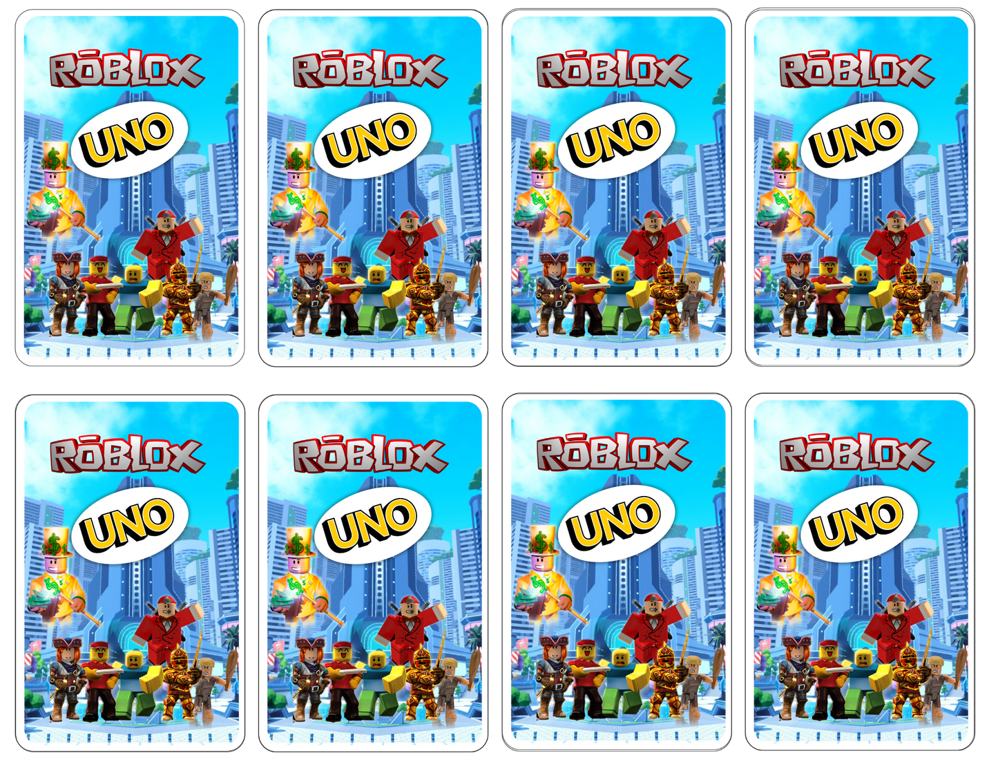 UNO PLAYING CARDS TEMPLATE