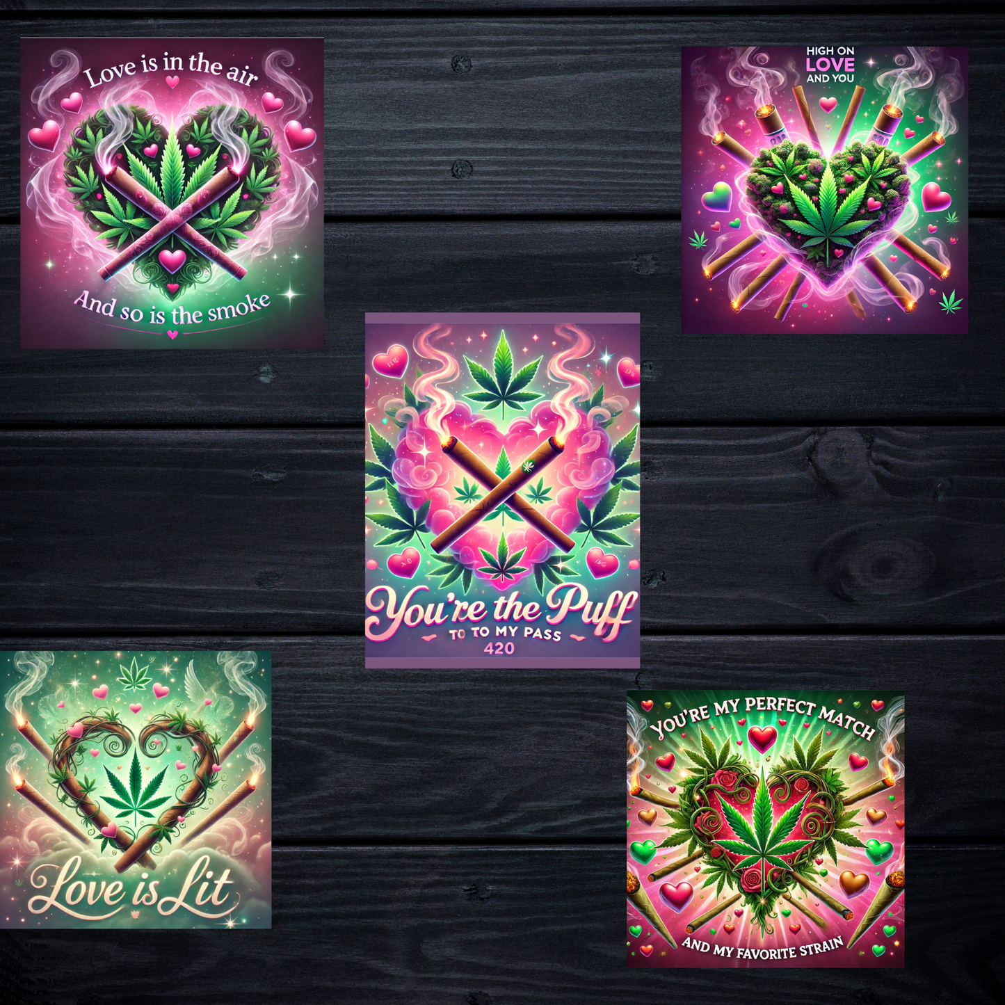 Valentine’s Day 420-Themed PNG Design Bundle