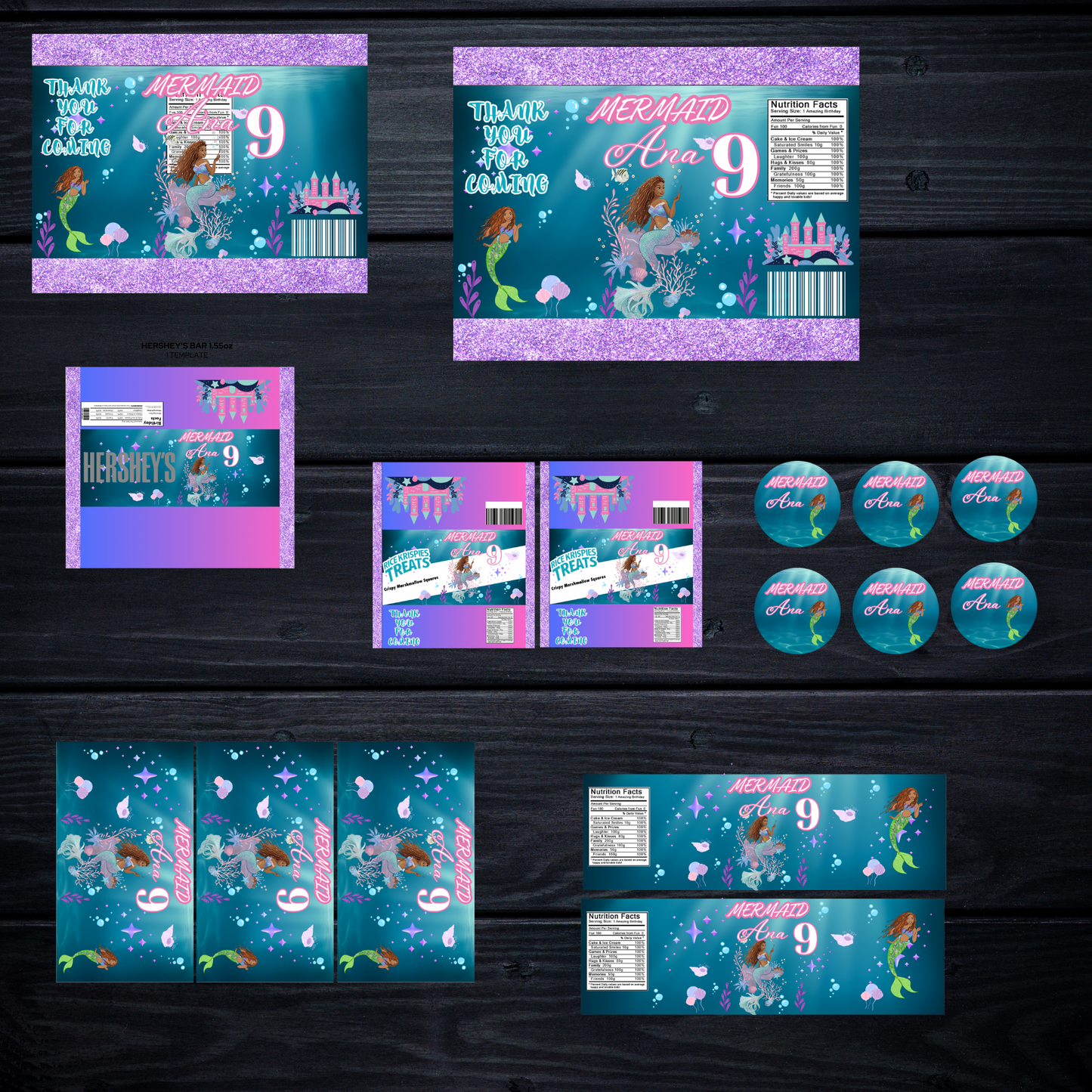 UNDER THE SEA EDITABLE PARTY FAVOR TEMPLATES